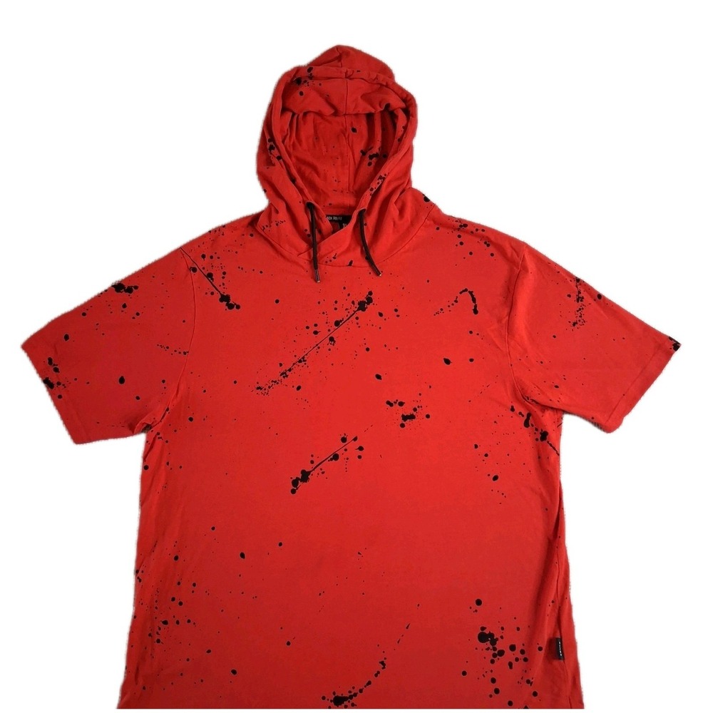 BLACK SQUAD Hoodie Men's XXL Red w/ Black Paint Slatter Graphic Skate Basketball - Picture 3 of 16